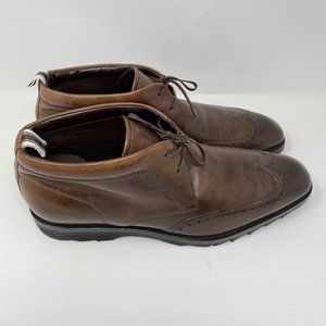 salvatore ferragamo leather lace-up wingtip boots